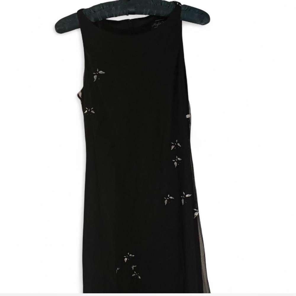 Night Way Collections Black Sleeveless Maxi Dress with Silver Embellishments